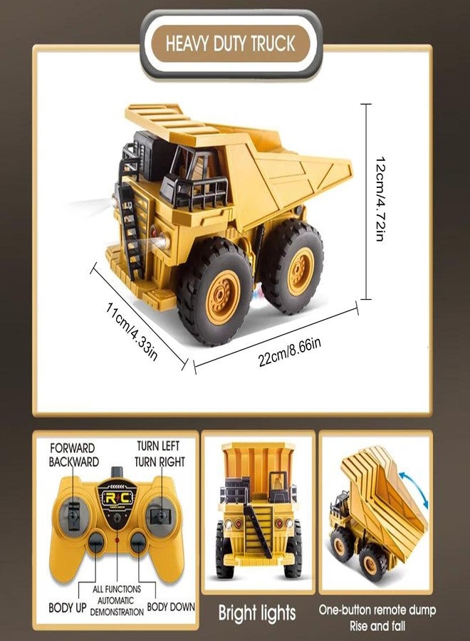 Dodoore Remote Control Dump Truck, 11CH RC Dump Truck, 1:24 Scale RC Construction Vehicle Toy with Lights & Sounds, 2 Batteries, Christmas Birthday Gift for Teens, Yellow - Image 4